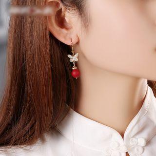 Cz Butterfly Drop Earring / Clip-on Earring