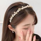 Embellished Hair Band A1369 - White & Gold - One Size