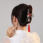 Flower Alloy Hair Clamp Hair Clamp - Tassel - Red & Blue - One Size