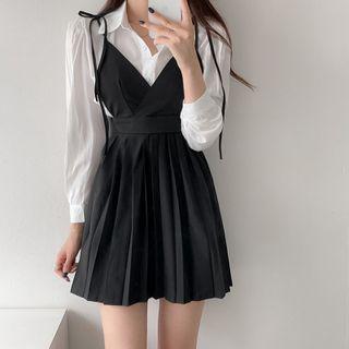 Set: Strappy Overall Dress + Shirt