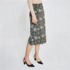 Patterned H-line Midi Skirt