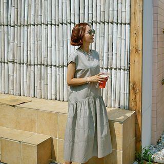 Shirred Drop-waist Midi Dress