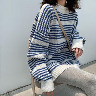 Striped Oversize Pullover Sweater - One Size