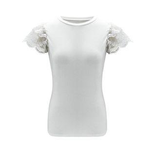 Lace Sleeve Round Neck T-shirt