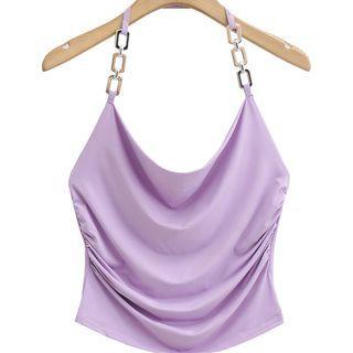 Halter-neck Chained Shirred Top