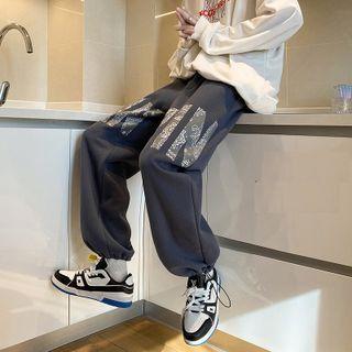 Paisley Print Fleece-lined Jogger Pants