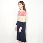 Round-neck Color-block Midi Knit Dress