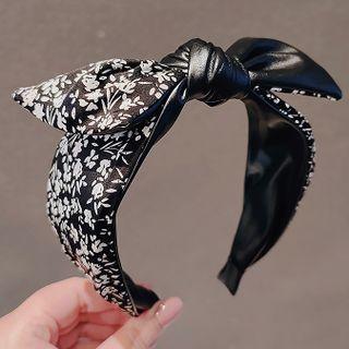Flower Faux Leather Bow Headband