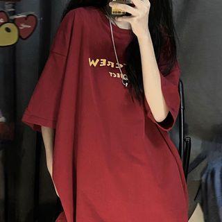 Short Sleeve Letter Printed Oversized -shirt