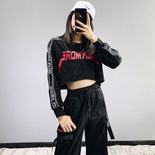 Drop-shoulder Printed Crop Top