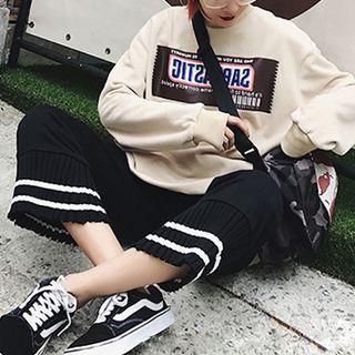 Striped Trim Straight Leg Pants