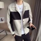 Two-tone Collared Button-up Jacket