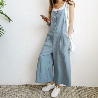 Hemp Blend Wide-leg Overalls