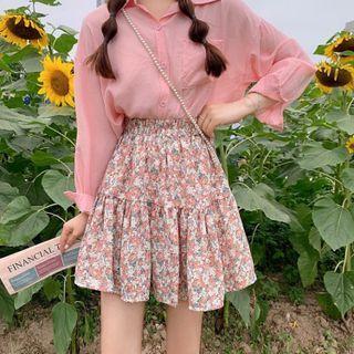 Floral Print High-waist A-line Skirt