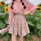Floral Print High-waist A-line Skirt