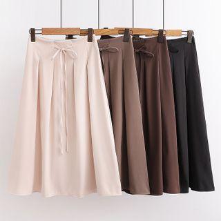 High Waist Tie-strap Midi A-line Skirt