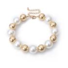 Faux Pearl Bead Alloy Choker 3112 - Gold - One Size