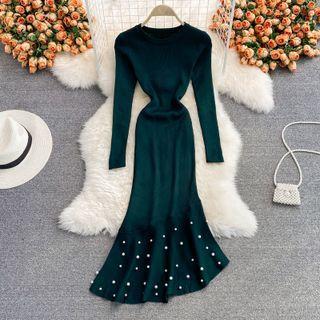 Faux Pearl Mermaid Knit Dress
