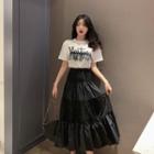 Printed T-shirt + Long Skirt Suit
