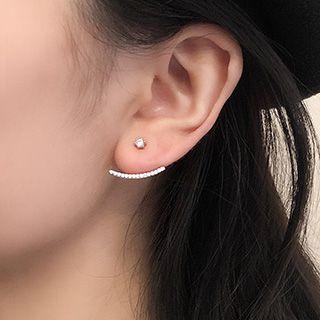 Rhinestone Swing Earring Silver Needle - Silver - One Size