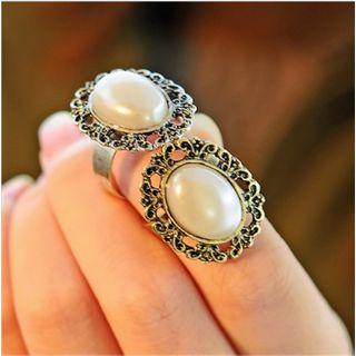 Retro Bead Alloy Open Ring