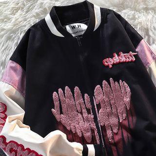 Love Patch Embroidery Baseball Jacket