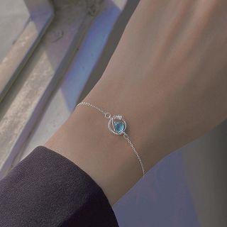 Planet Faux Crystal Sterling Silver Bracelet 1 Pc - Silver - One Size