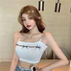Chain Strap Cropped Camisole Top White - One Size