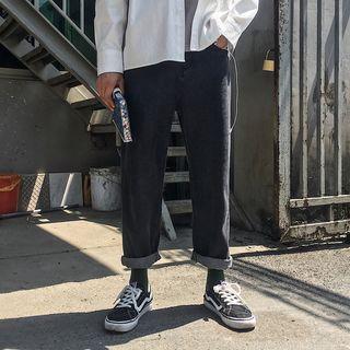 Button Detail Straight-leg Jeans