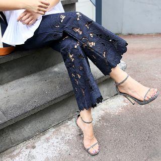 Lace-hem Boot-cut Jeans