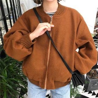 Balloon-sleeve Zipped Jacket