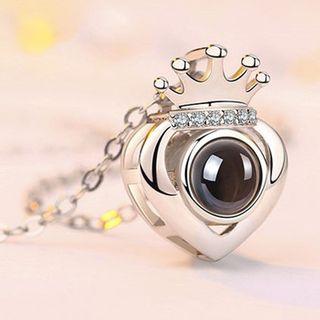 925 Sterling Silver Crown And Heart Choker
