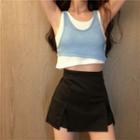 Cropped Tank Top / High-waist Mini A-line Skirt