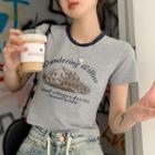 Short Sleeve Printed Crop Vintage T-shirt