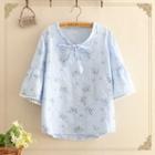 Floral Print Lace-hem Top