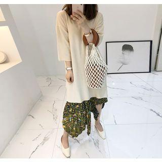 Asymmetric-hem Patterned Midi Skirt