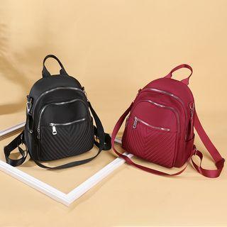 Quilted Duel Zippers Backpack