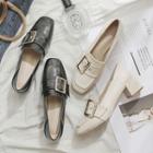 Square-toe Block Heel Buckled Loafers