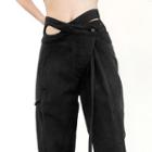 High Waist Asymmetrical Cutout Wide Leg Jeans