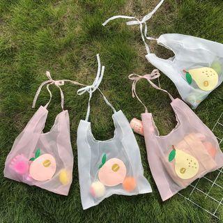 Fruit Embellished Mesh Tote Bag