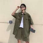Set: Short-sleeve Shirt + Knee-length Shorts