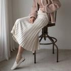 Band-waist Long Cable-knit Skirt