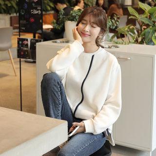 Brushed-fleece Lined Contrast-trim Sweatshirt