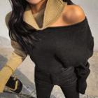 Two-way Two-tone Cutout Sweater