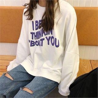 Drop-shoulder Letter Print Pullover