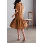 Short-sleeve Tie-back Ruffle-hem Dress