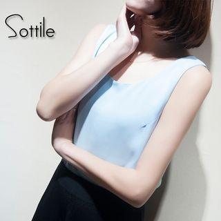 Sleeveless Straight Chiffon Plain Top