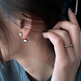 Polished Bead Stainless Steel Through & Through Earring 1 Pair - Silver - One Size