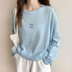 Long-sleeve Smile Face Print T-shirt