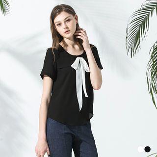 Tie-neck Blouse Beige - M